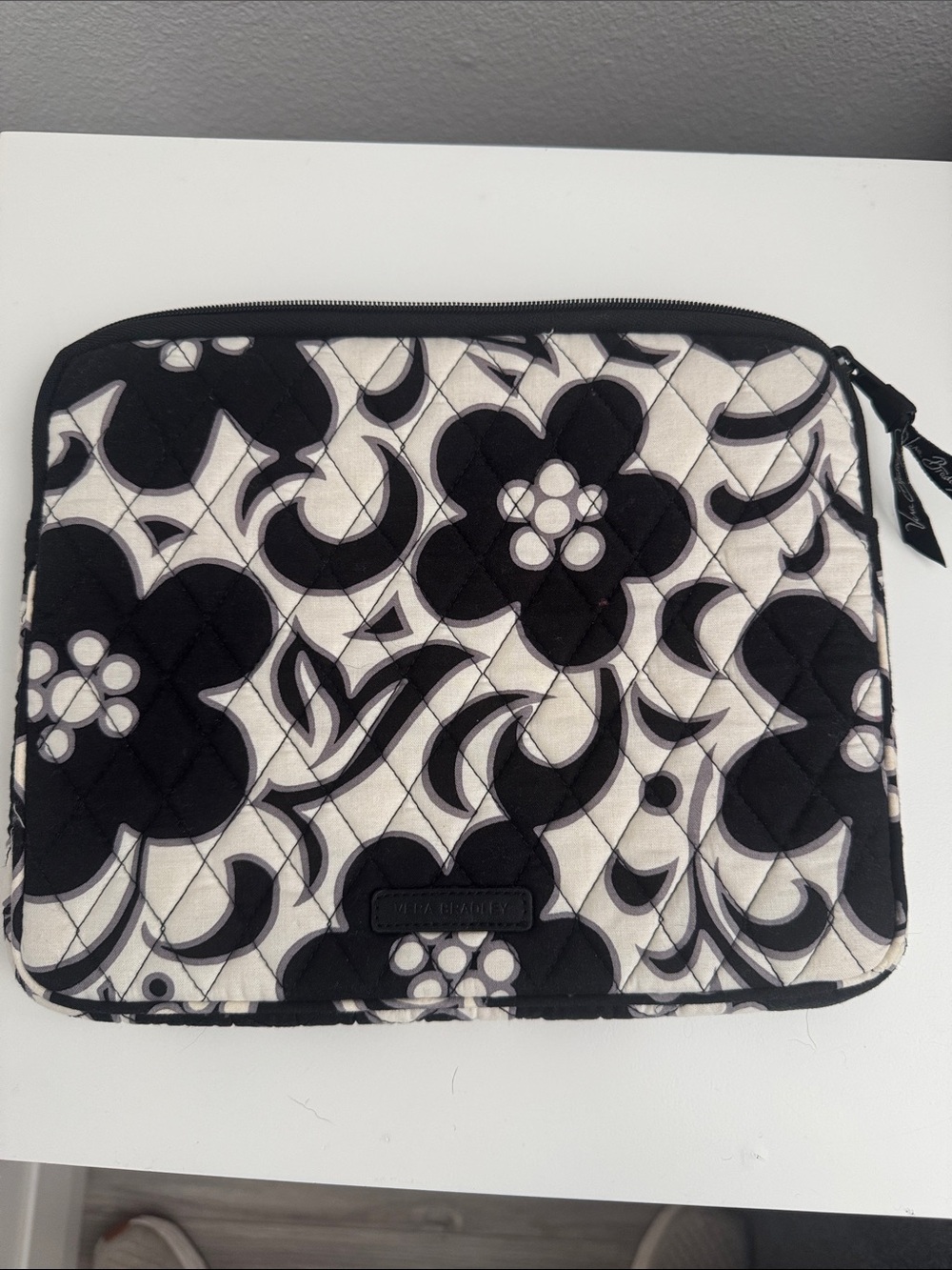 Vera Bradley Black & Cream Quilted Floral Tech Sleeve